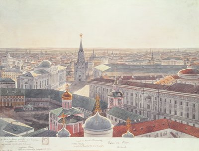Panorama of Moscow, depicting the former Senate Palace (now the Cabinet Office), Wosnesenskoy Monastery and the former Arsenal, 1819 by Gadolle